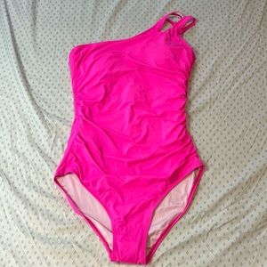 Holipick One Piece Hot Pink One Shoulder Bathing Suit